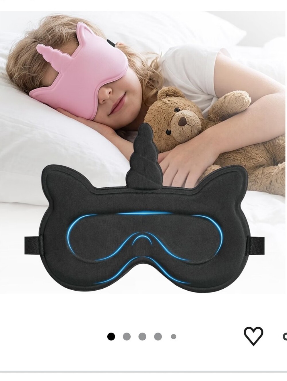 Kids Unicorn Sleeping Mask - Soft Contoured Eye Mask (Pink)